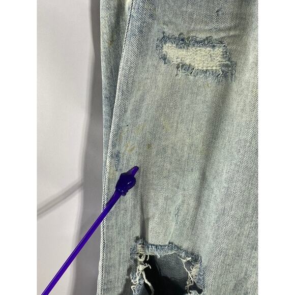 ZARA Men’s Light Blue Wash Denim Distressed Slim-Leg Button-Fly Jean SZ 32 - Picture 5 of 12